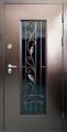 Порошковая термодверь с ковкой и стеклопакетом