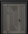 Входная термодверь с металлофиленкой, вставками по бокам, карнизом и порошковым напылением RAL 7022 (тип №3)