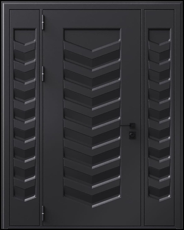 Входная термодверь с металлофиленкой, вставками по бокам и порошковым покрытием RAL 9004 (тип №6) Входная термодверь с металлофиленкой, вставками по бокам и порошковым покрытием RAL 9004 (тип №6)