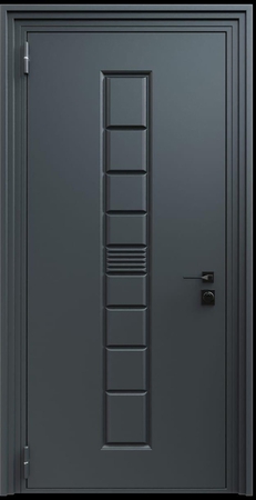 Входная термодверь с металлофиленкой и порошковым напылением RAL 7021 (тип №3) Входная термодверь с металлофиленкой и порошковым напылением RAL 7021 (тип №3)