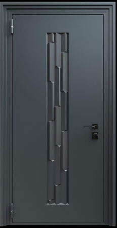 Входная термодверь с металлофиленкой и порошковым напылением RAL 7021 (тип №8)